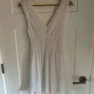White V-Neck Flowy Dress